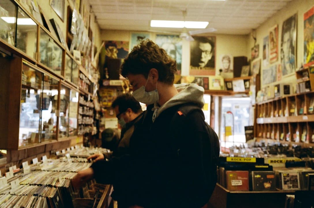 Vinyl records on display